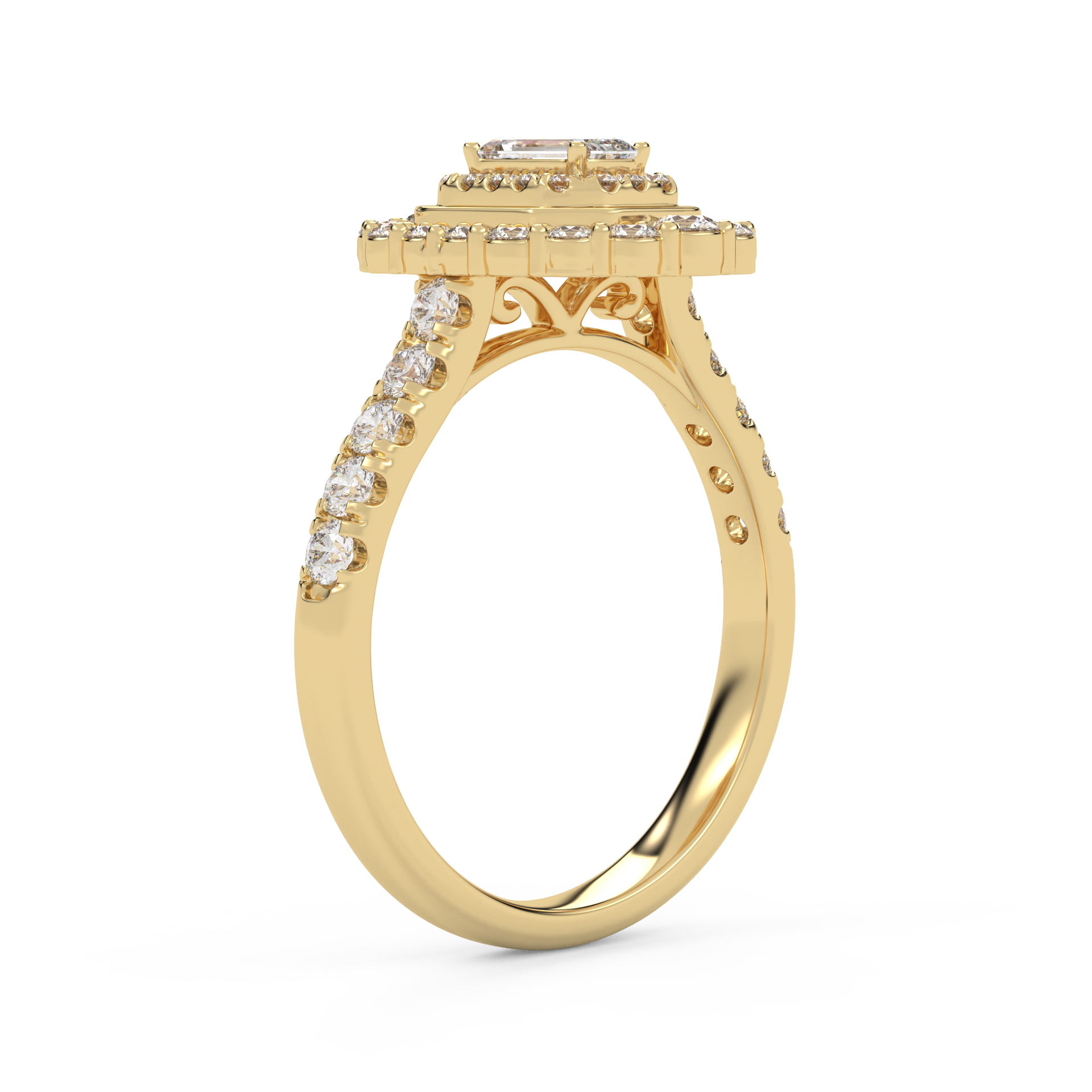 Double Halo Solitaire Engagement Ring – IGI Certified