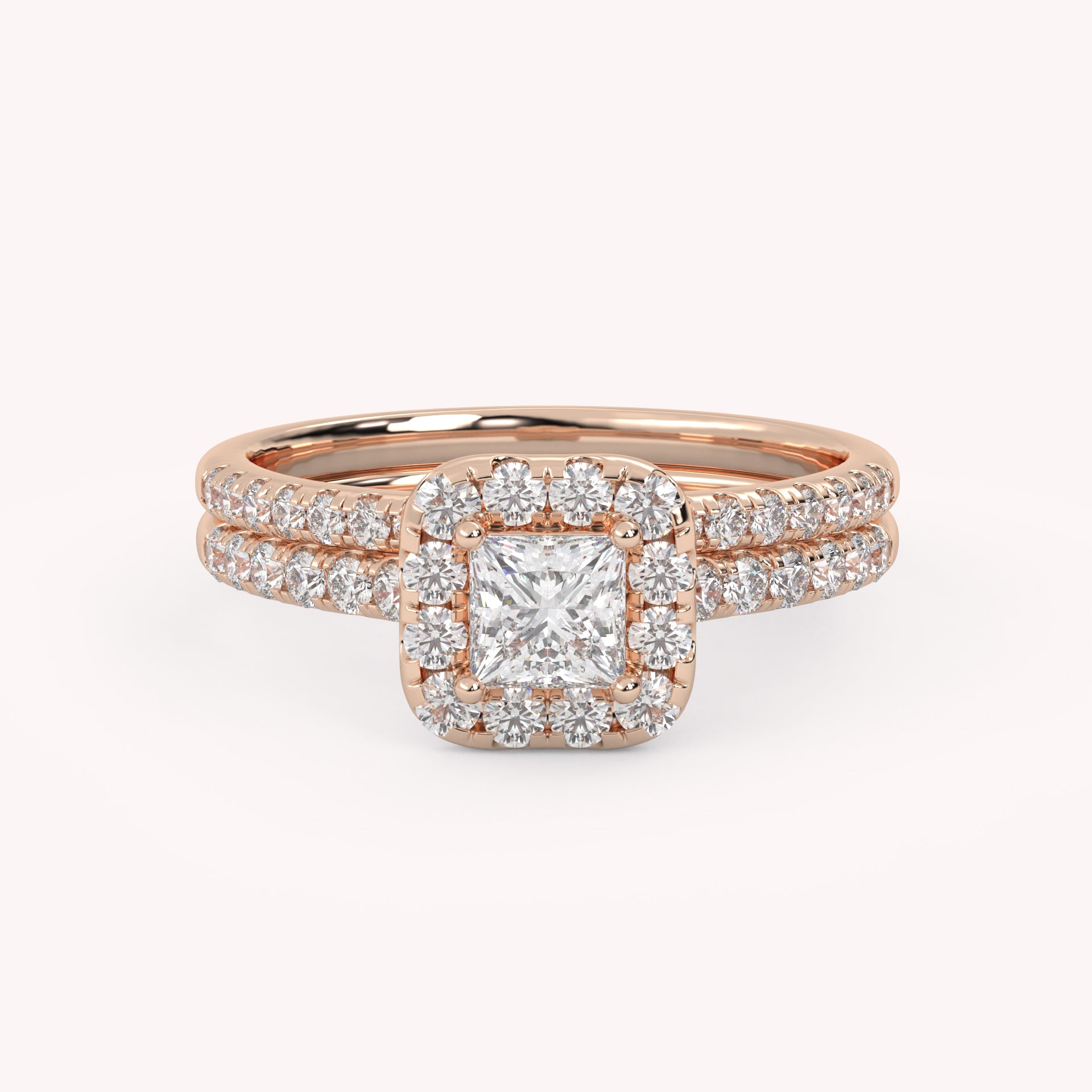 IGI Certified Princess Diamond Bridal Set Ring