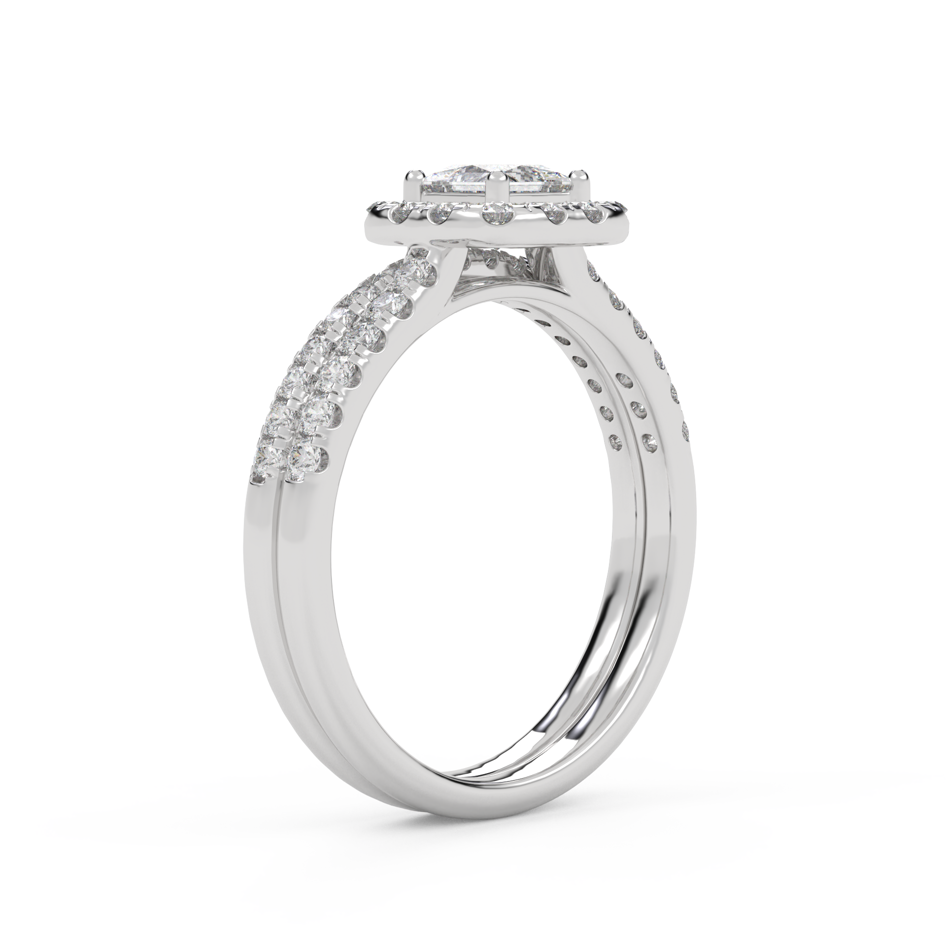 IGI Certified Princess Diamond Bridal Set Ring