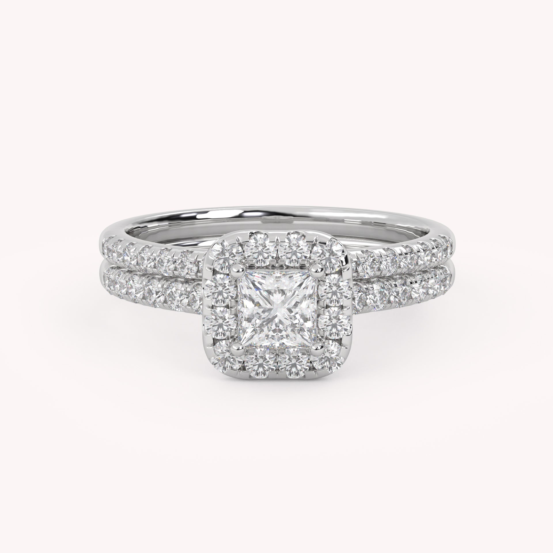 IGI Certified Princess Diamond Bridal Set Ring