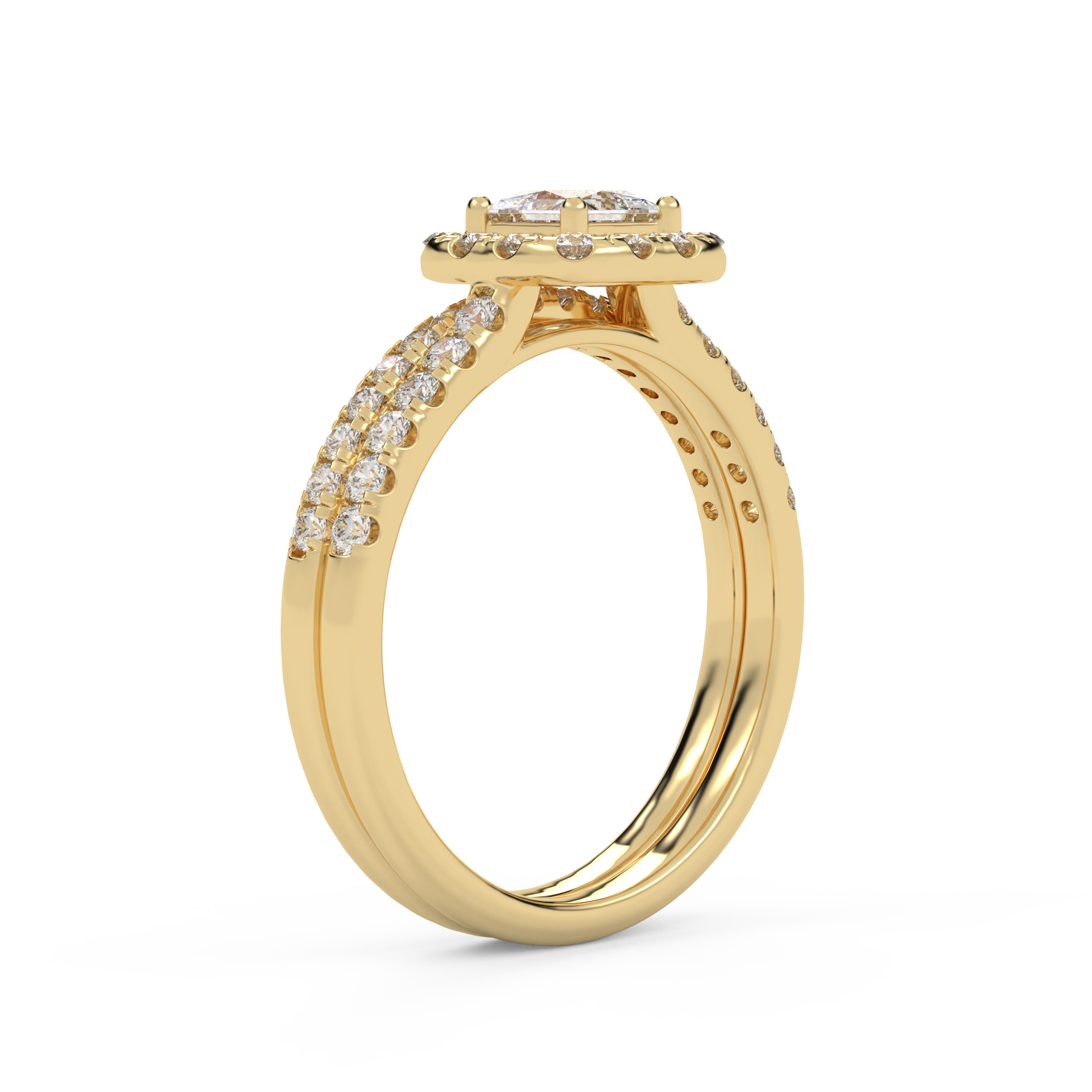 IGI Certified Princess Diamond Bridal Set Ring