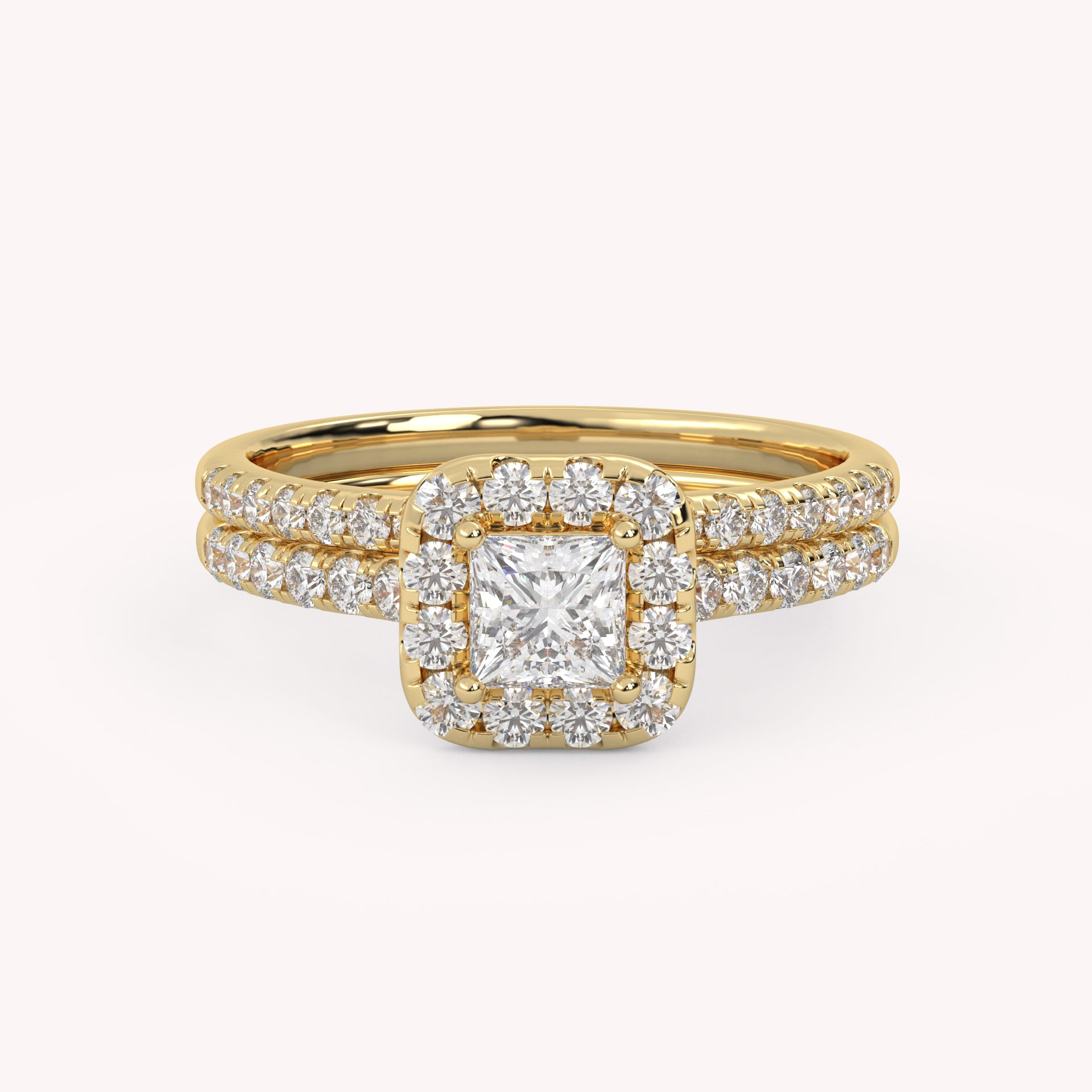 IGI Certified Princess Diamond Bridal Set Ring
