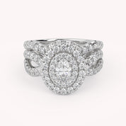 IGI Certified Twisted Shank Double Halo Diamond Bridal Set Ring