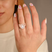 IGI Certified Twisted Shank Double Halo Diamond Bridal Set Ring