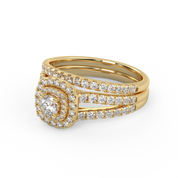 IGI Certified Shank Double Halo Bridal Set Ring