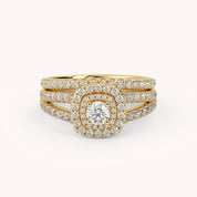 IGI Certified Shank Double Halo Bridal Set Ring
