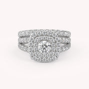 IGI Certified Shank Double Halo Bridal Set Ring