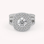 IGI Certified Shank Double Halo Bridal Set Ring