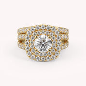 IGI Certified Shank Double Halo Bridal Set Ring