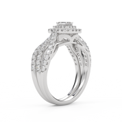IGI Certified Emerald Cut Lab Diamond Bridal Set Ring