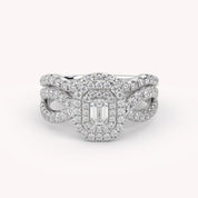 IGI Certified Emerald Cut Lab Diamond Bridal Set Ring