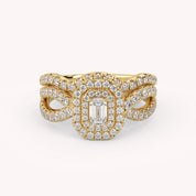 IGI Certified Emerald Cut Lab Diamond Bridal Set Ring