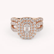 IGI Certified Emerald Cut Lab Diamond Bridal Set Ring
