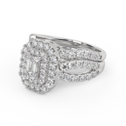 IGI Certified Emerald Cut Lab Diamond Bridal Set Ring
