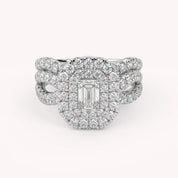 IGI Certified Emerald Cut Lab Diamond Bridal Set Ring