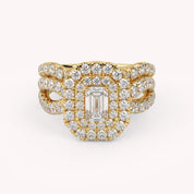 IGI Certified Emerald Cut Lab Diamond Bridal Set Ring