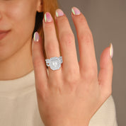 IGI Certified Emerald Cut Lab Diamond Bridal Set Ring