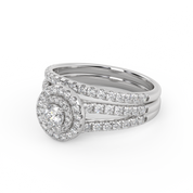 IGI Certified Double Halo Lab Diamond Bridal Set Ring
