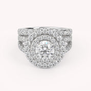 IGI Certified Double Halo Lab Diamond Bridal Set Ring