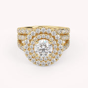 IGI Certified Double Halo Lab Diamond Bridal Set Ring