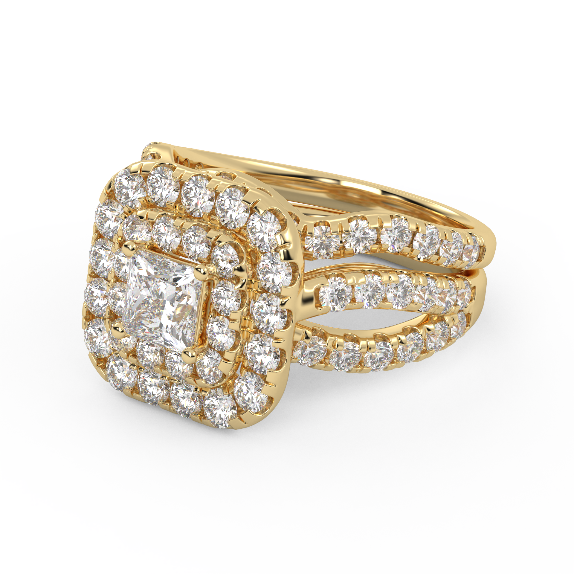 IGI Certified Infinity Shank Princess Cut Lab Diamond Bridal Set Ring