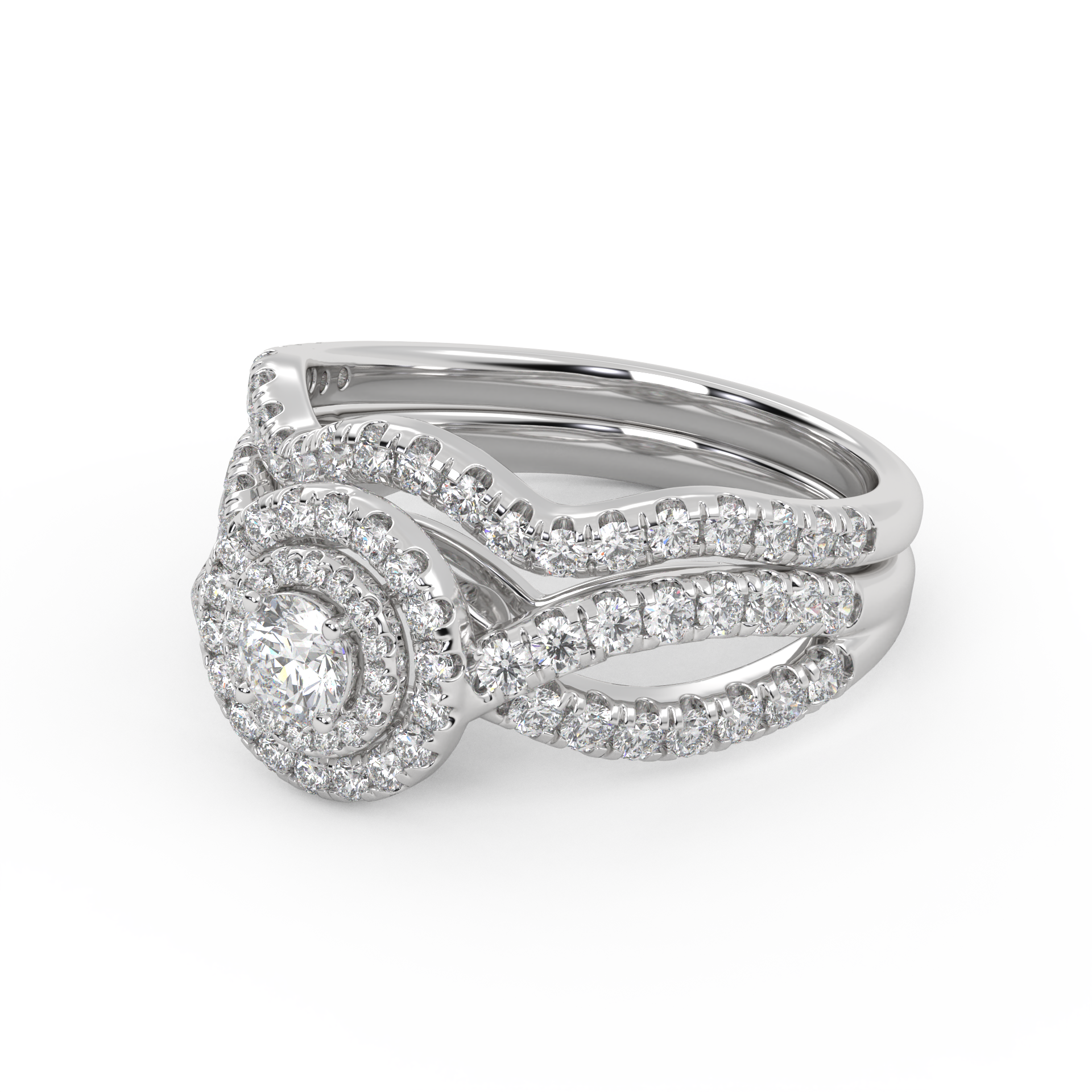 IGI Round Lab Diamond Bridal Set Ring