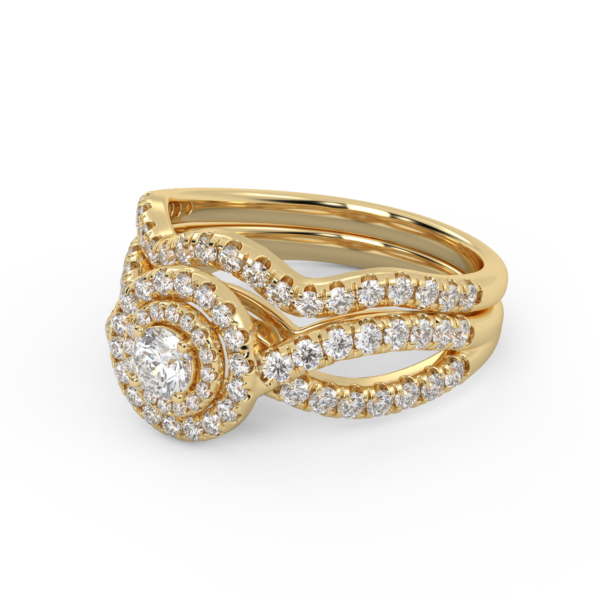 IGI Round Lab Diamond Bridal Set Ring