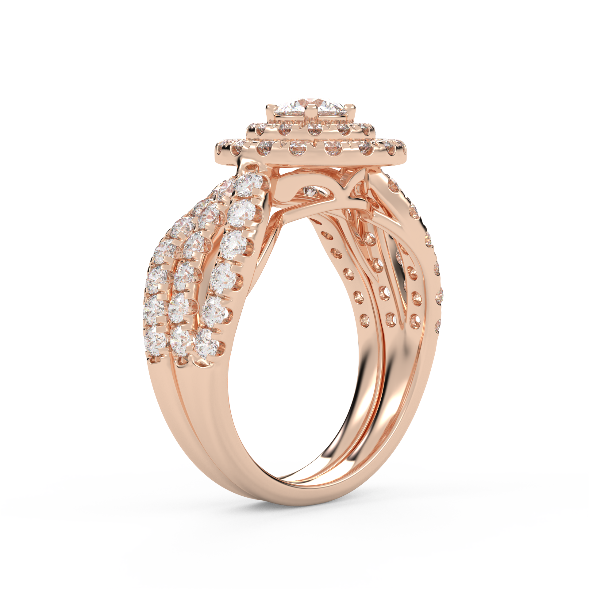 IGI Round Lab Diamond Bridal Set Ring