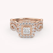 IGI Certified Twisted Infinity Halo Bridal Set Ring