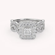 IGI Certified Twisted Infinity Halo Bridal Set Ring