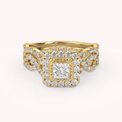 IGI Certified Twisted Infinity Halo Bridal Set Ring