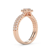 IGI Certified Lab Diamond Half Eternity Halo Bridal Set Ring