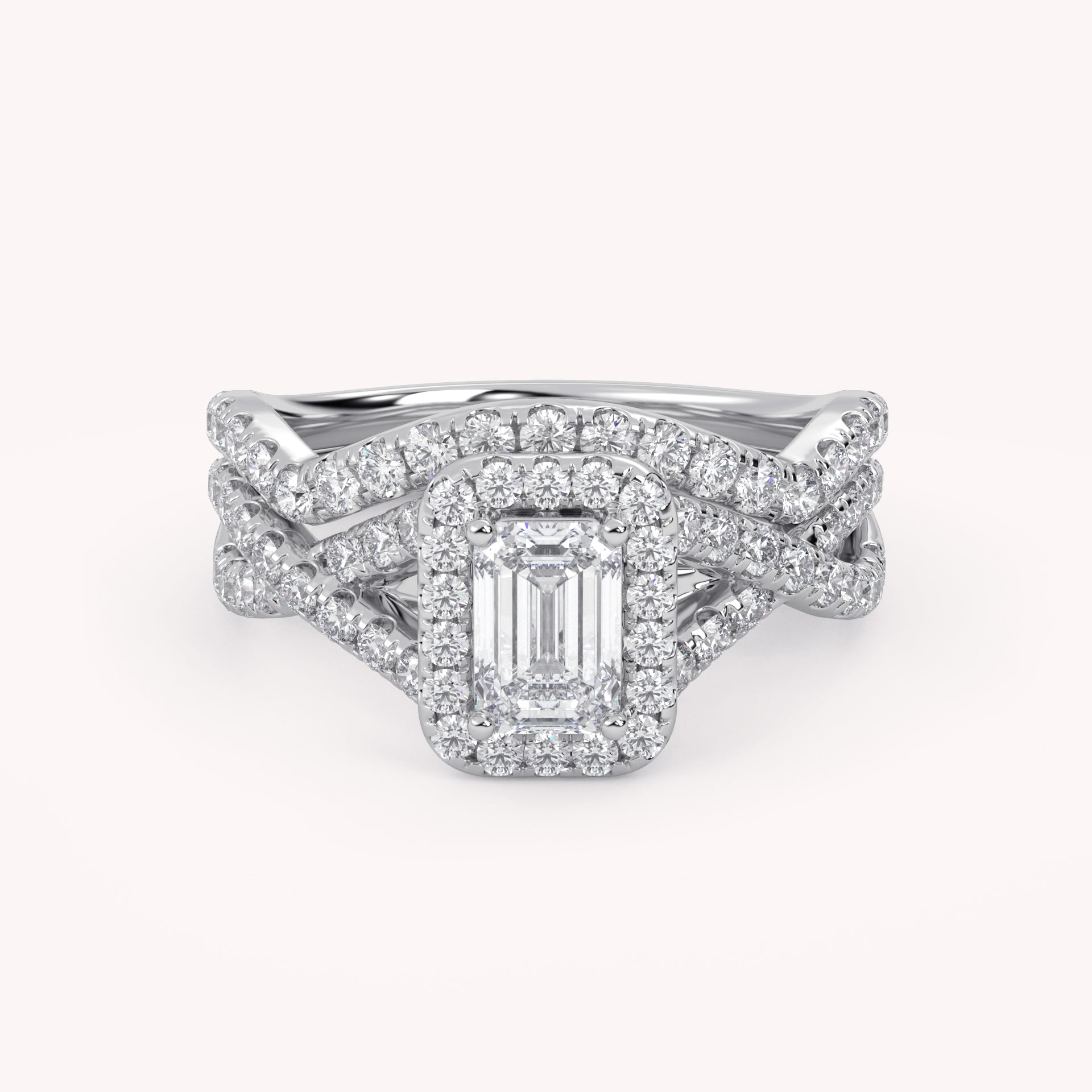 IGI Certified Infinity Halo Solitaire Bridal Set Ring