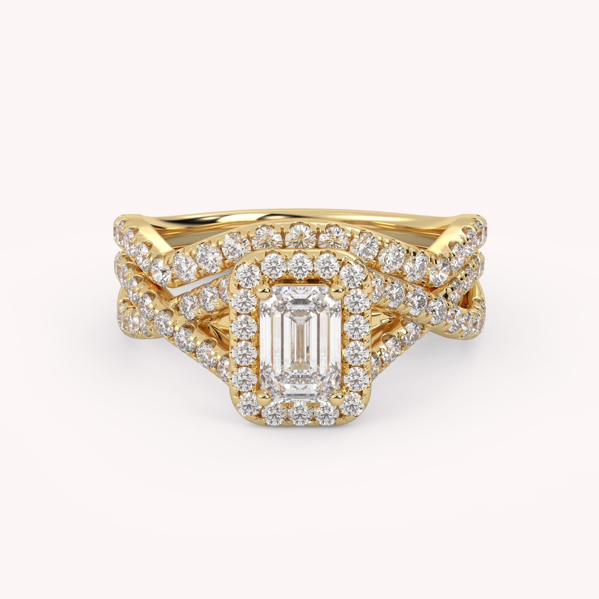 IGI Certified Infinity Halo Solitaire Bridal Set Ring