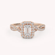 IGI Certified 1.00 Carat Emerald & Round Cut Lab Diamond Engagement Ring