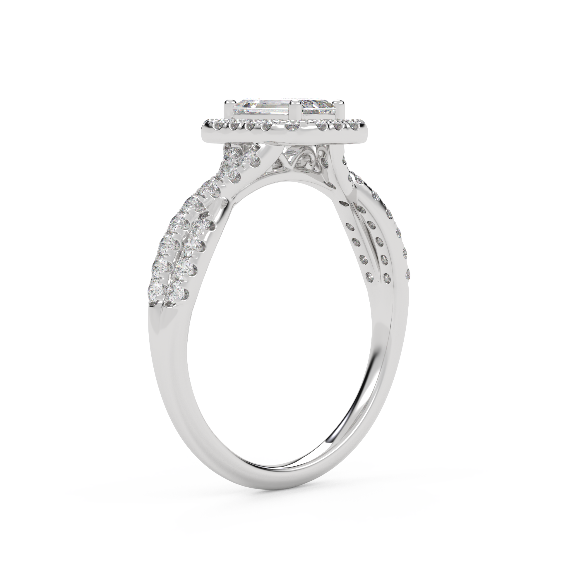 IGI Certified Infinity Halo Solitaire Bridal Set Ring