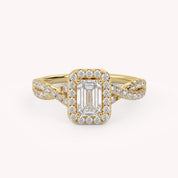 IGI Certified 1.00 Carat Emerald & Round Cut Lab Diamond Engagement Ring