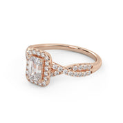 IGI Certified 1.00 Carat Emerald & Round Cut Lab Diamond Engagement Ring