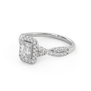IGI Certified 1.00 Carat Emerald & Round Cut Lab Diamond Engagement Ring
