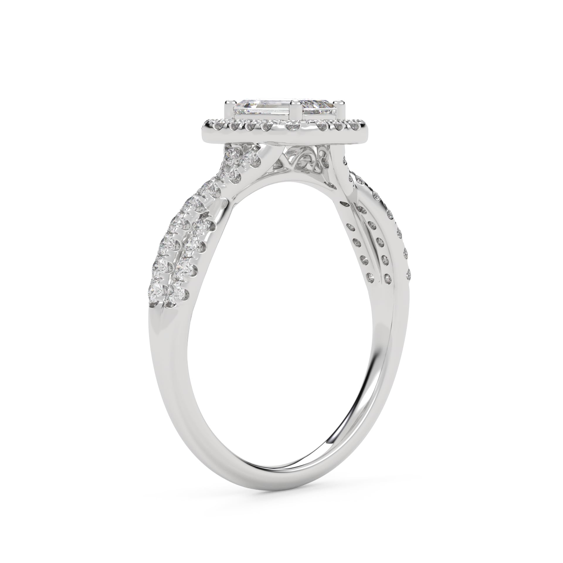 IGI Certified 1.00 Carat Emerald & Round Cut Lab Diamond Engagement Ring