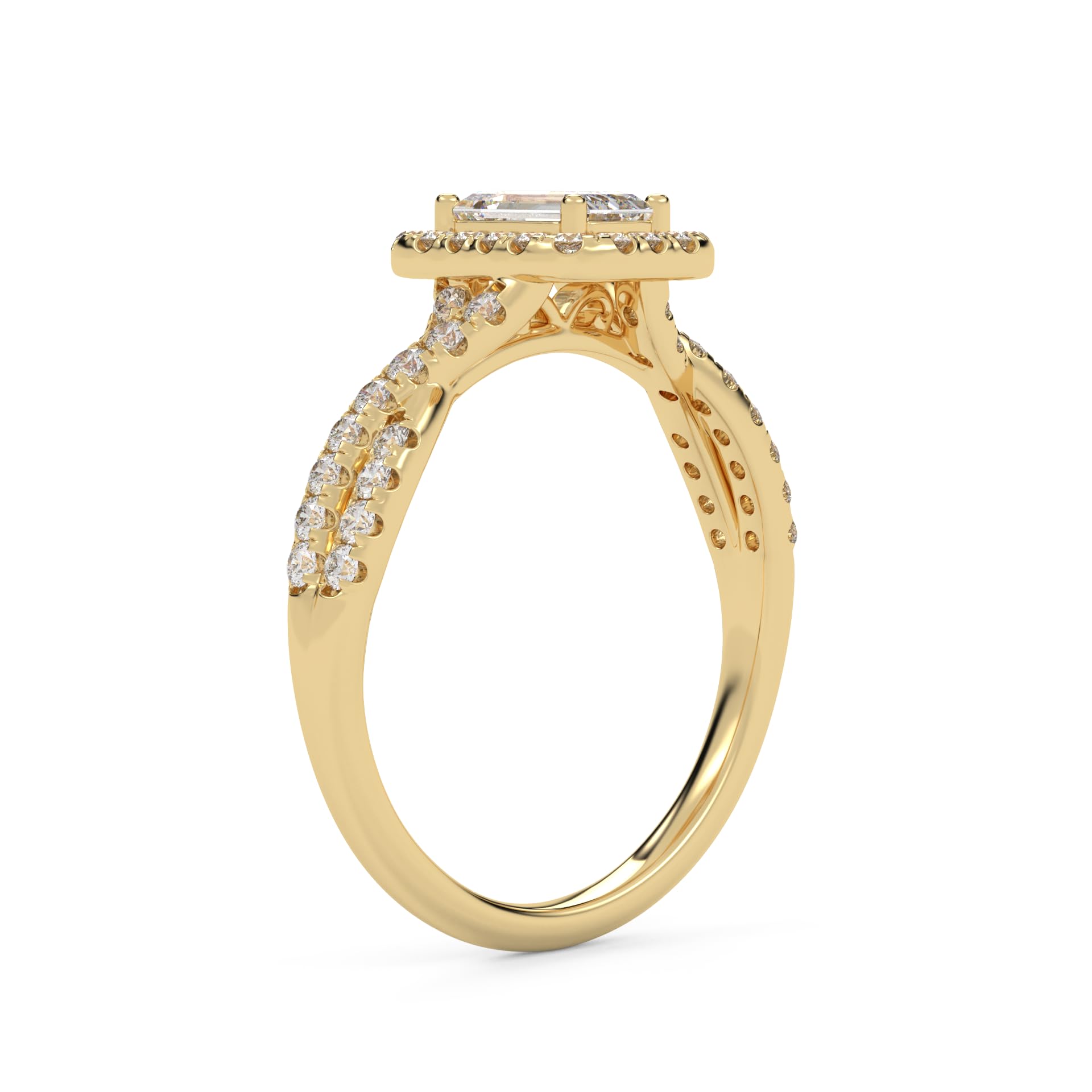 IGI Certified 1.00 Carat Emerald & Round Cut Lab Diamond Engagement Ring
