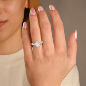 IGI Certified 1.00 Carat Pear & Round Lab Diamond Engagement Ring