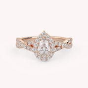IGI Certified 1.00 Carat Pear & Round Lab Diamond Engagement Ring