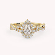 IGI Certified 1.00 Carat Pear & Round Lab Diamond Engagement Ring