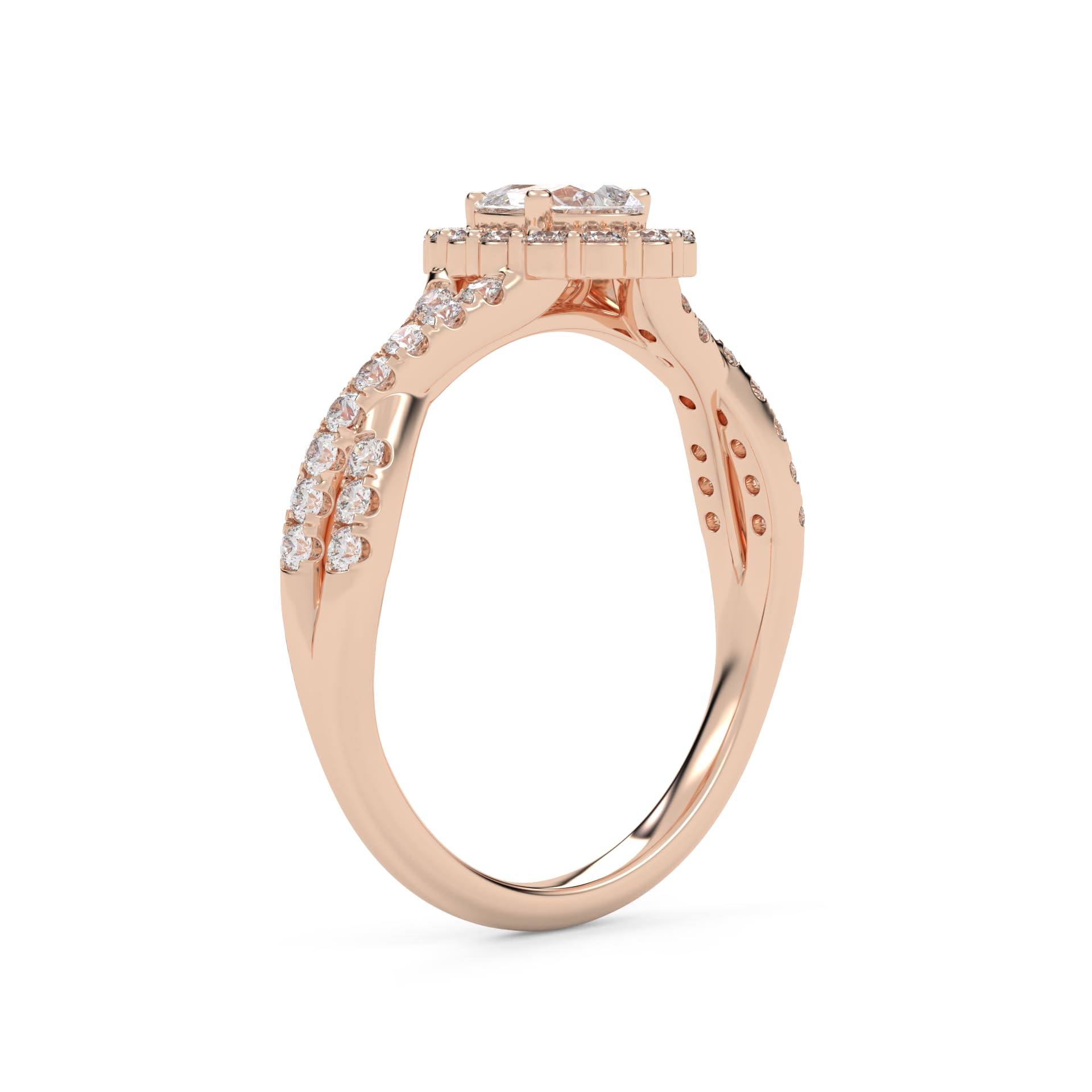 IGI Certified 1.00 Carat Pear & Round Lab Diamond Engagement Ring
