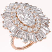 10.70 CTTW Lab Grown Diamond Double Halo Sunburst Engagement Ring