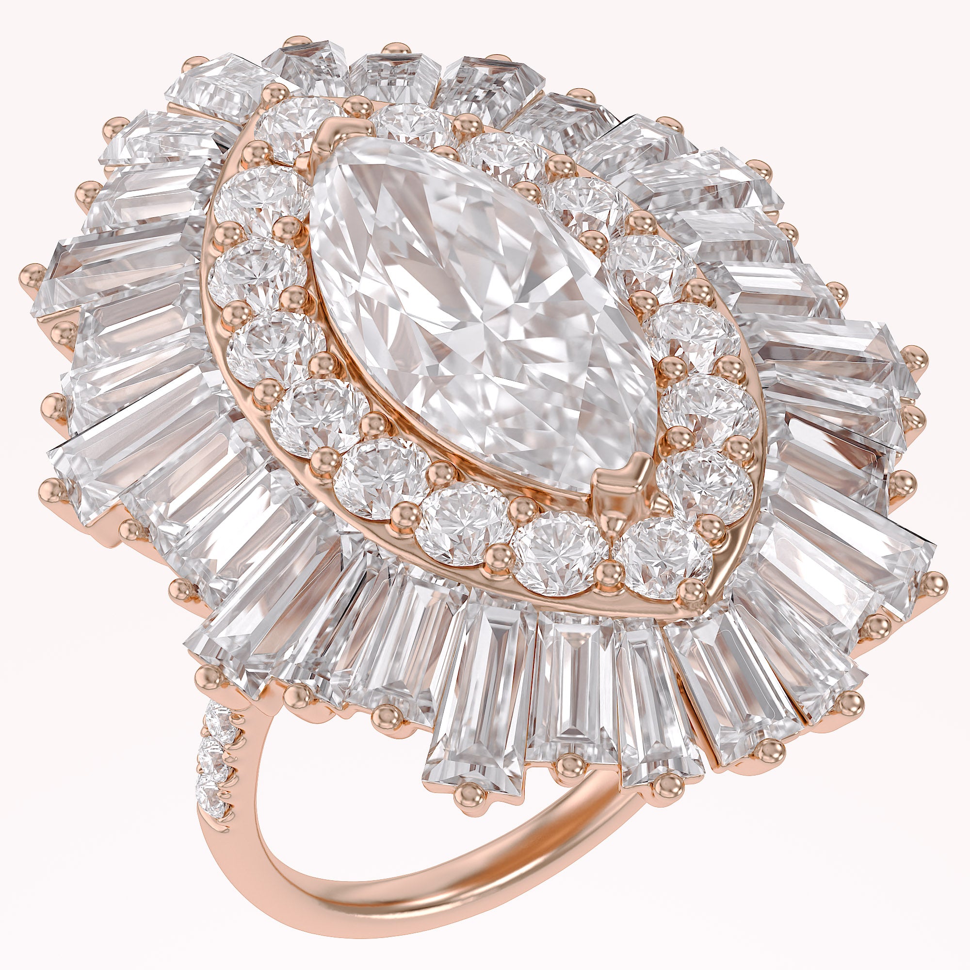 10.70 CTTW Lab Grown Diamond Double Halo Sunburst Engagement Ring