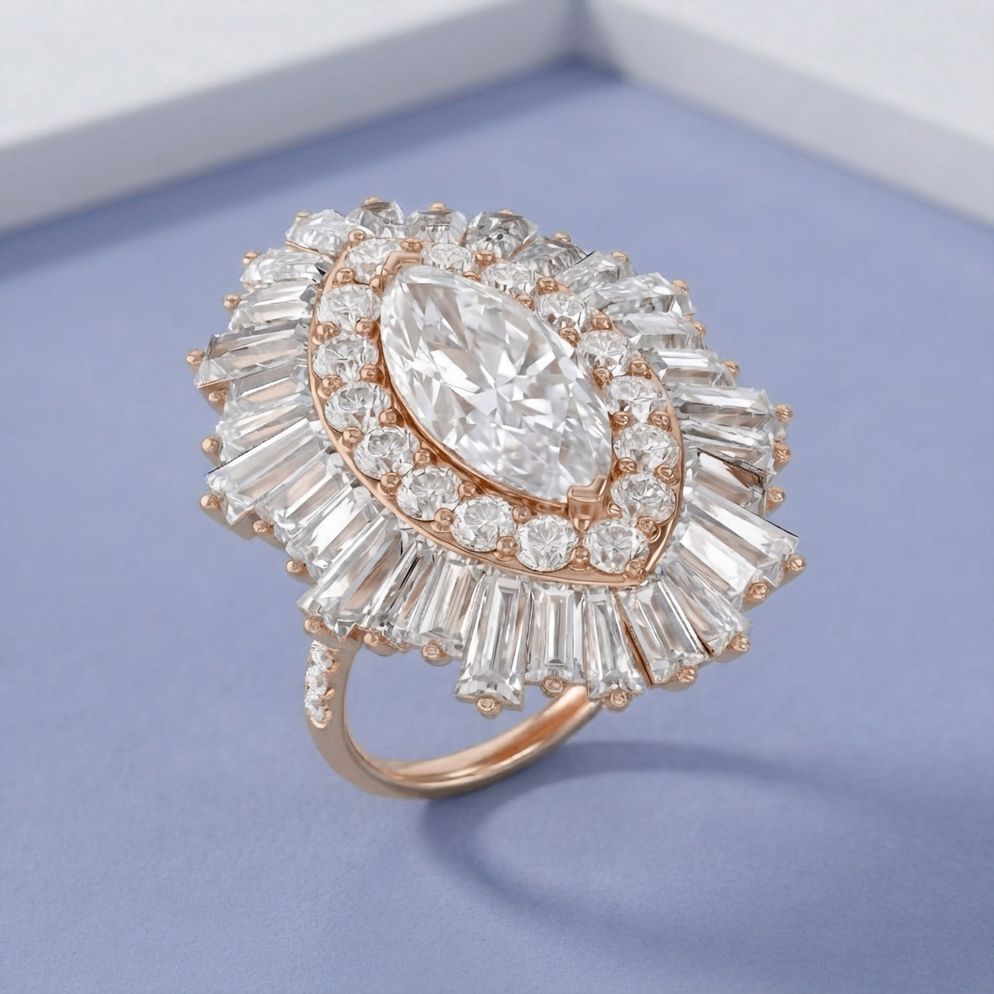 10.70 CTTW Lab Grown Diamond Double Halo Sunburst Engagement Ring