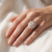 10.70 CTTW Lab Grown Diamond Double Halo Sunburst Engagement Ring