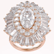 10.70 CTTW Lab Grown Diamond Double Halo Sunburst Engagement Ring